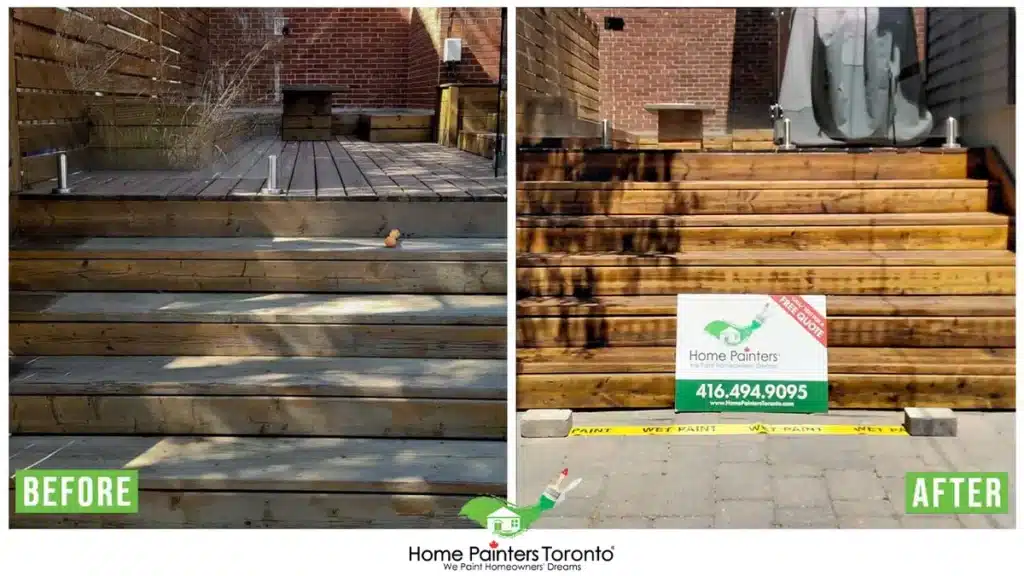Before And After Photo Of Deck Staining