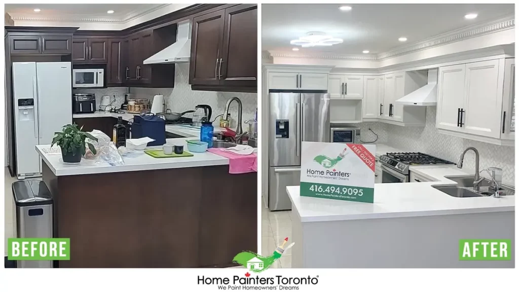 Kitchen Cabinet Refurnishing and Spraying by Home Painters Toronto