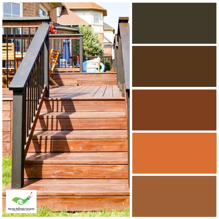 Orange Tone Colour Palette Back Yard Stained Deck