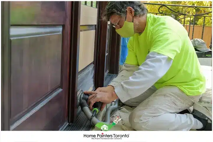 Painter Sanding A Door