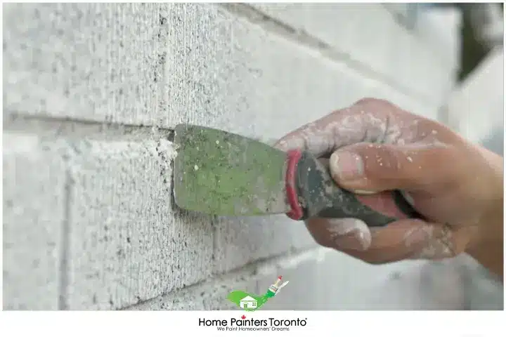 Painter Cleaning Brick Stain