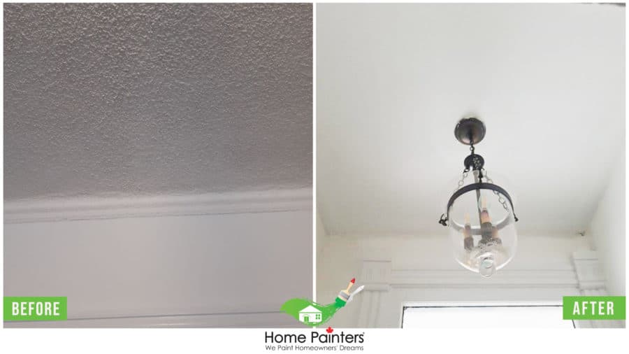 Interior-Painting_Ceiling-Painting_White_before-and-after-of-popcorn-ceiling-flattening-by-front-door