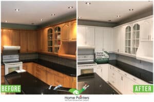 Interior Painting_Kitchen Cabinet Painting_White_Oak Kitchen Cabinets painted white with silver appliances 1 e1597953579820