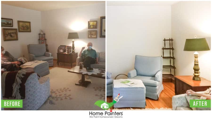 Interior Painting Wallpaper Removal White Before and after