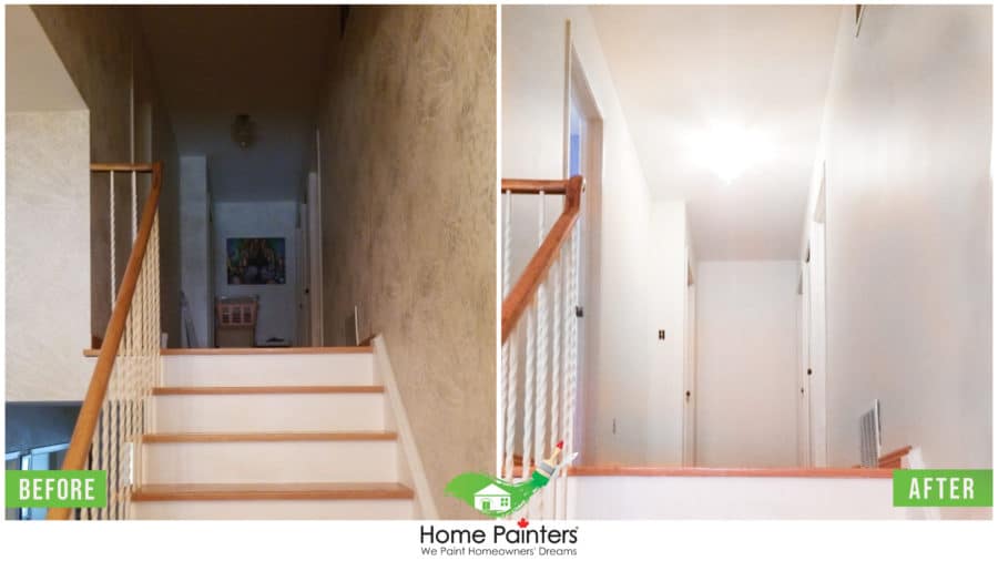 Interior Painting Wallpaper Removal White Before and after