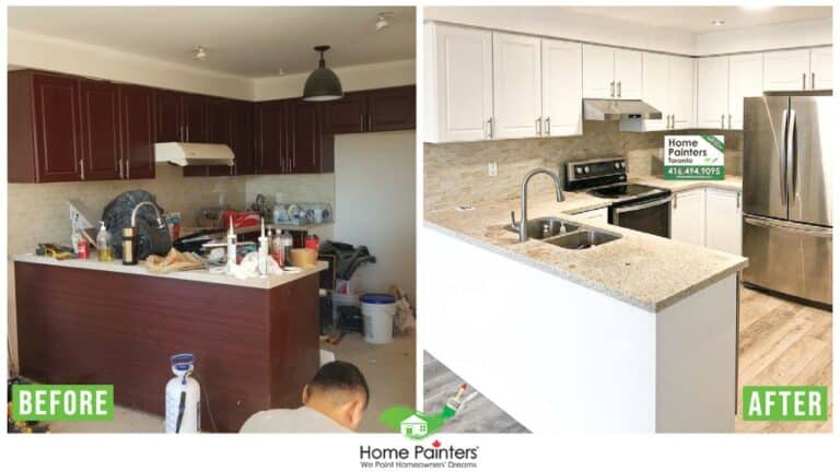 Kitchen Cabinet Spraying Before And After