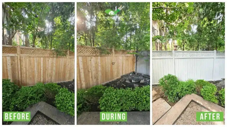Garage Door Repair and Fence Staining - Before and After
