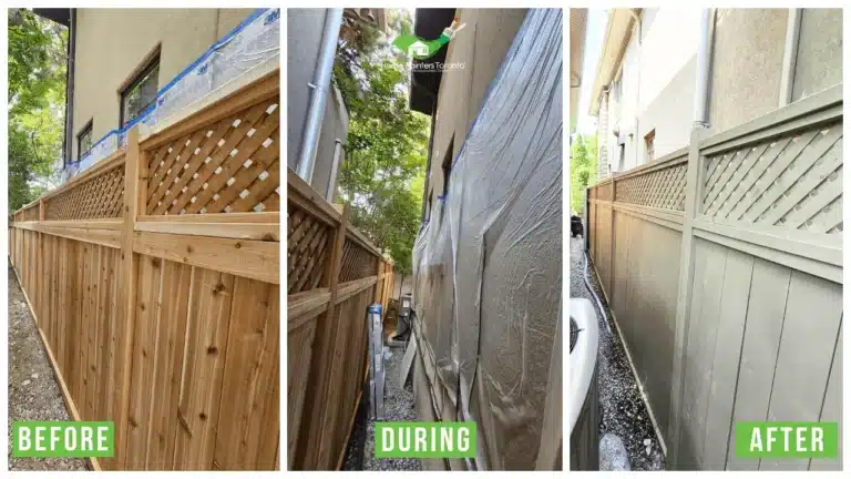 Garage Door Repair and Fence Staining - Before and After