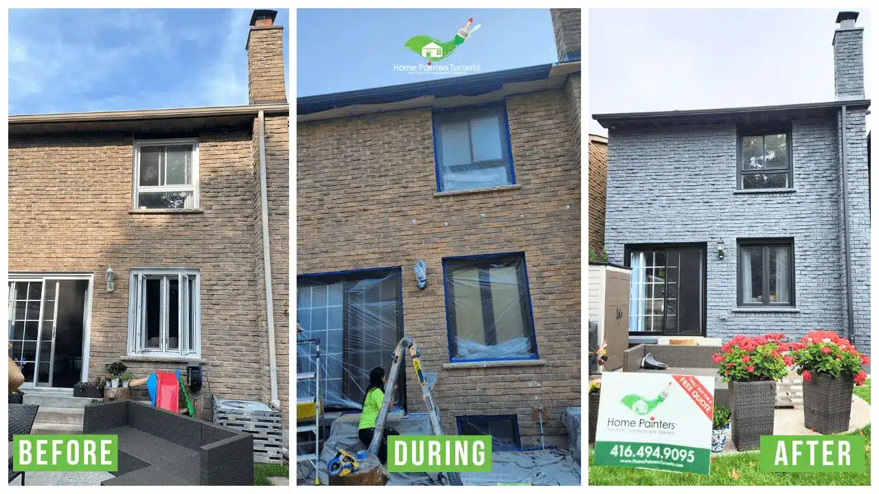 Exterior Brick Staining and Trim Painting in Thornhill - Before and After