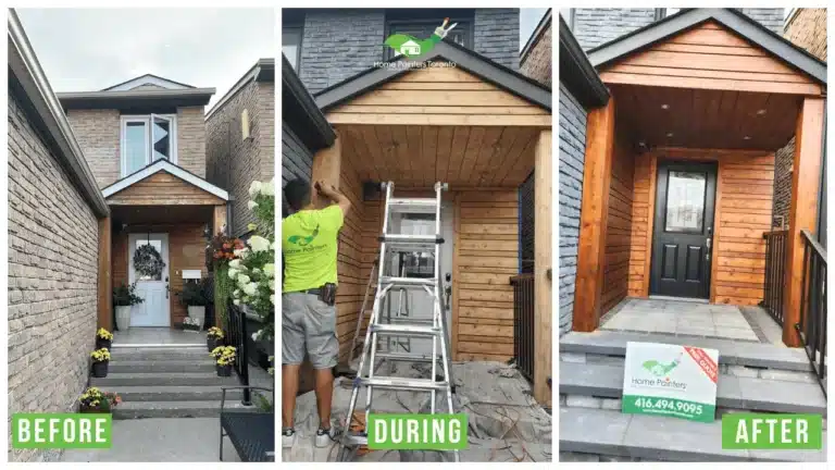 Exterior Brick Staining and Trim Painting in Thornhill - Before and After