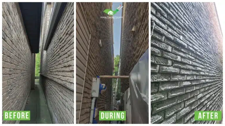 Exterior Brick Staining and Trim Painting in Thornhill - Before and After