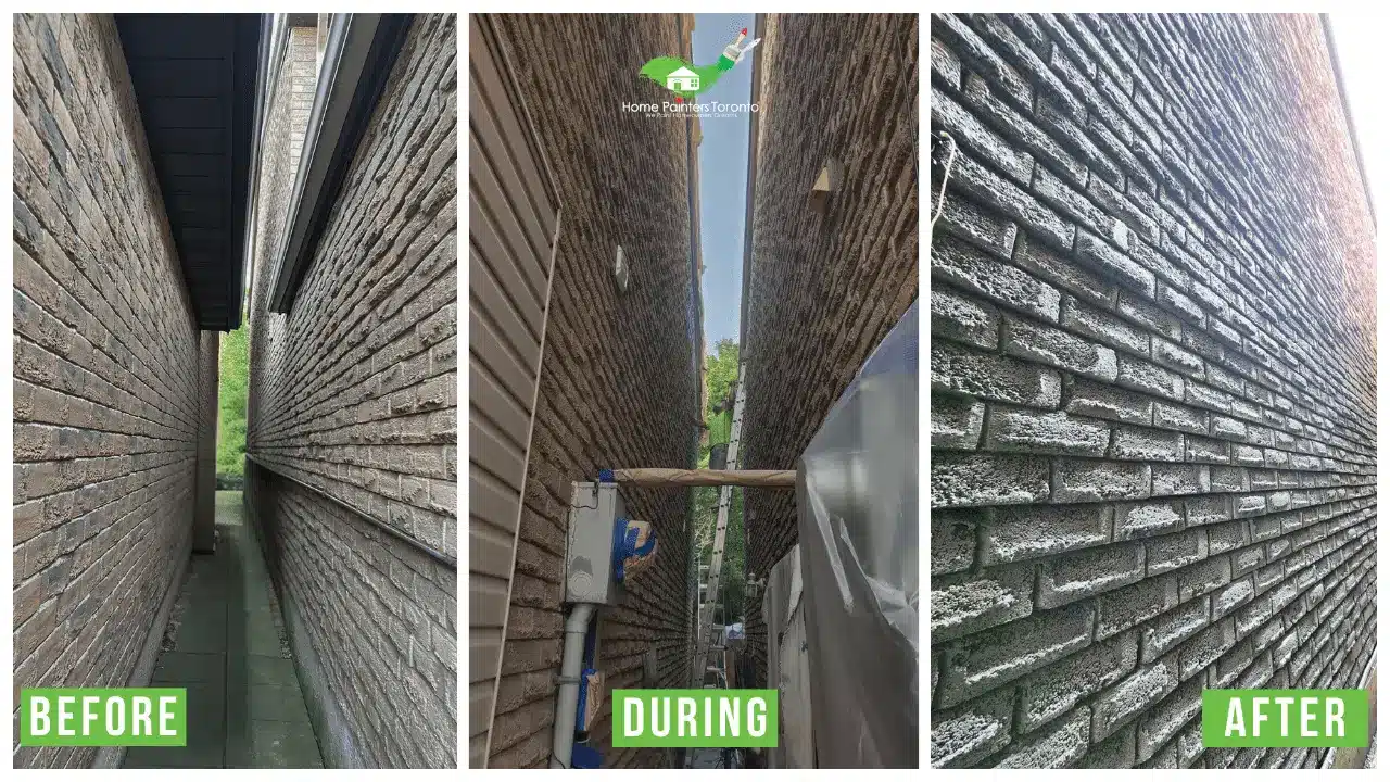 Exterior Brick Staining and Trim Painting in Thornhill - Before and After