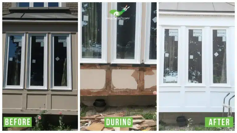 Richmond Hill Bay Window Wood Repair and Painting - Before and After