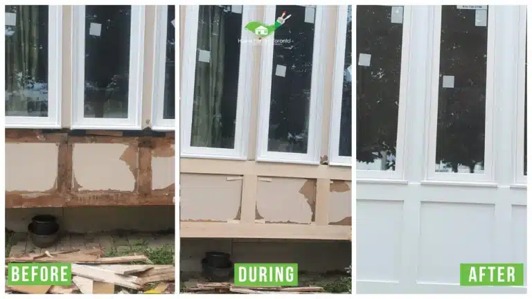 Richmond Hill Bay Window Wood Repair and Painting - Before and After