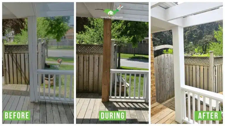 Wood Porch Post Replacement in Mississauga - Before and After
