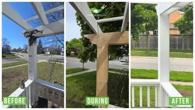 Wood Porch Post Replacement in Mississauga - Before and After