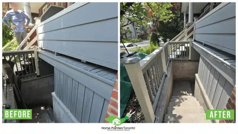 Porch Railing Repair and Painting in Danforth, Toronto - Before and After
