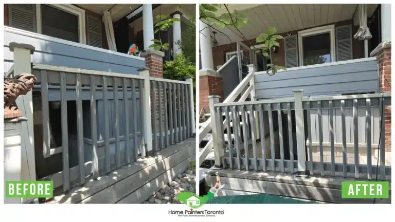 Porch Railing Repair and Painting in Danforth, Toronto - Before and After