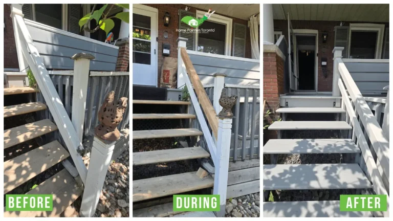 Porch Railing Repair and Painting in Danforth, Toronto - Before and After