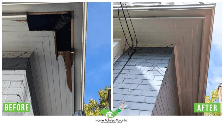 Wood Soffit Repair and Painting in Deer Park - Before and After