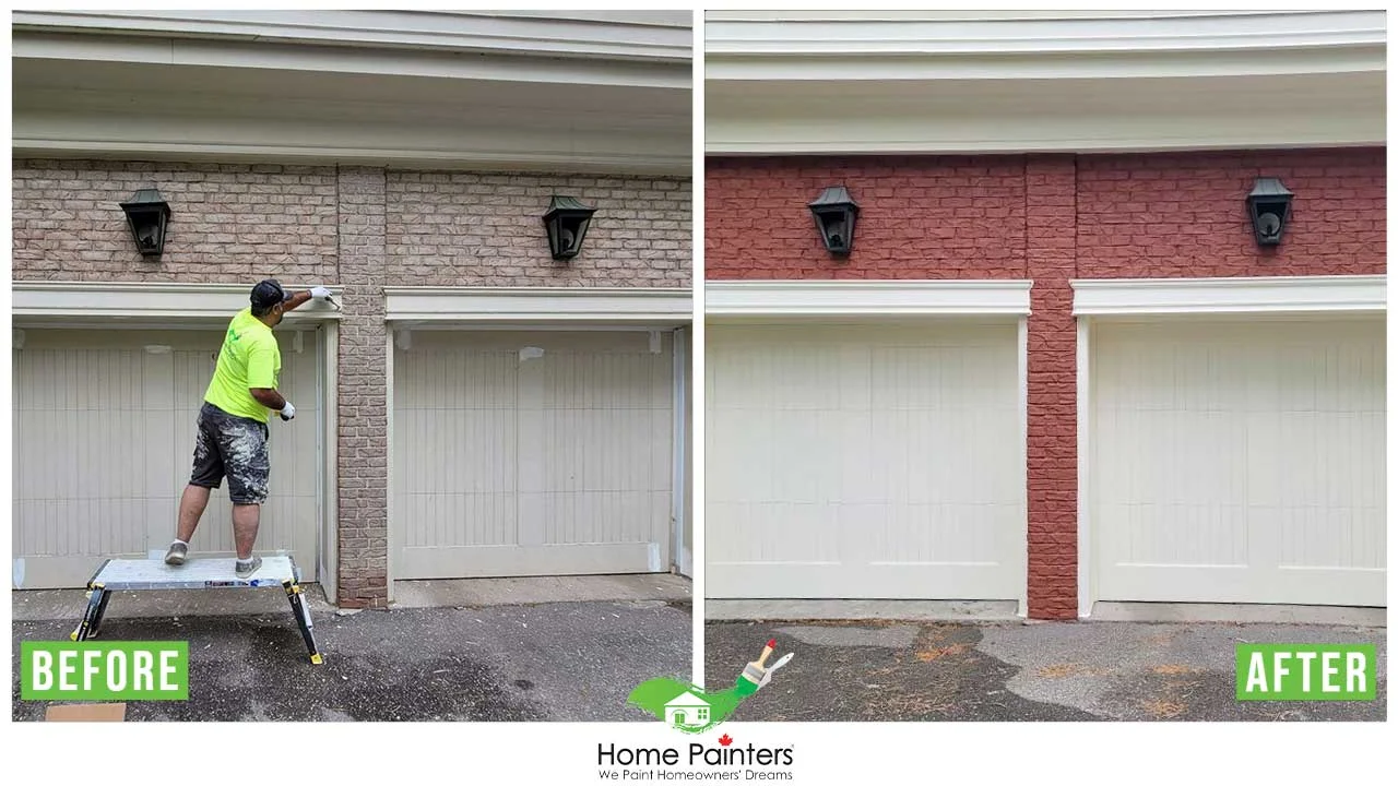 Garage Door Painting and Brick Staining by Home Painters Toronto